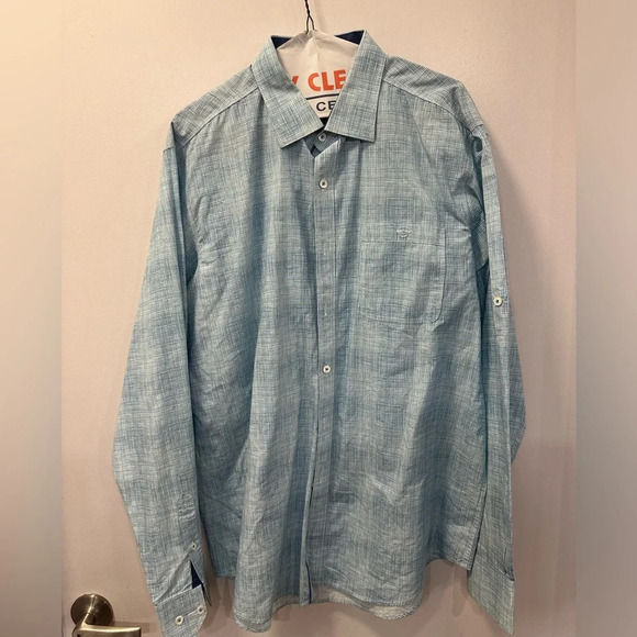 Bugatchi Men’s Large Classic Fit Long Sleeve - Blue Shirt - Picture 1 of 9
